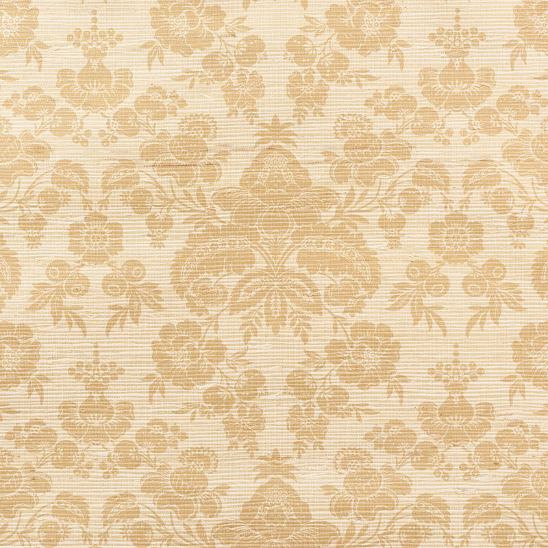 Schumacher Simone Damask Grasscloth Gold Wallpaper - Eade's Wallpaper