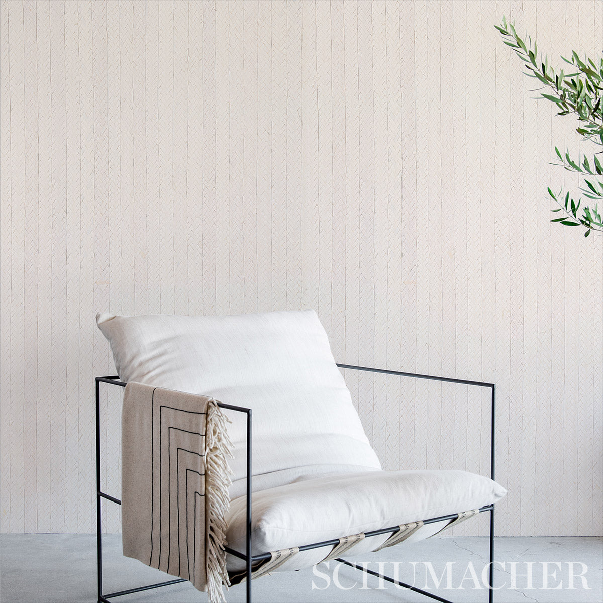 Schumacher 5010191 BRAIDED BURI in IVORY Wallpaper - TEXTURE