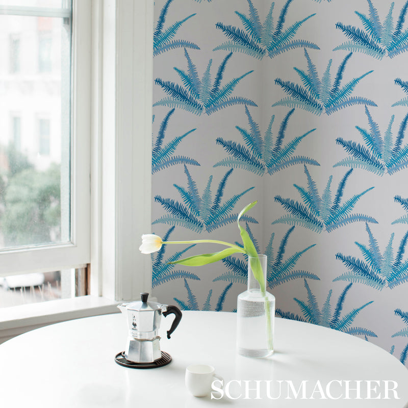 Schumacher 5012620 CANYON FERNS in LAGOON Wallpaper - CRISTI
