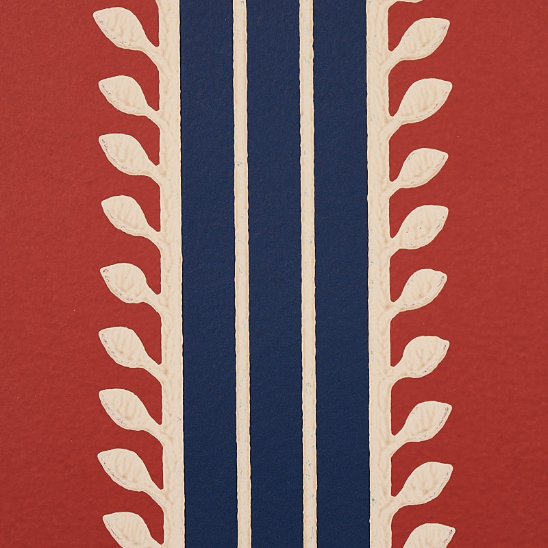 Schumacher 5012852 ETRUSCAN STRIPE in RED & BLUE Wallpaper -