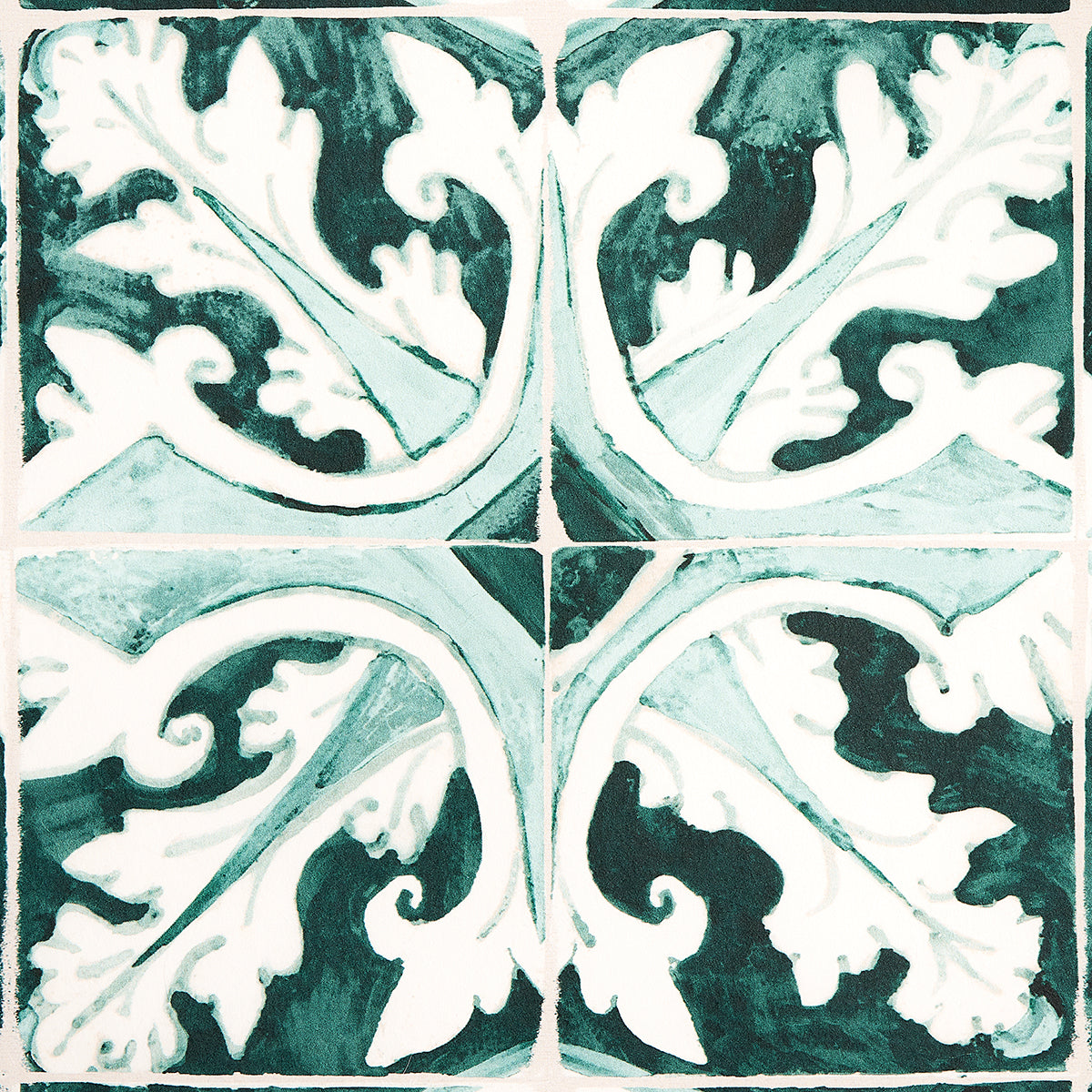 Schumacher 5015121 Azulejos in Emerald Wallpaper - Mary Mcdo