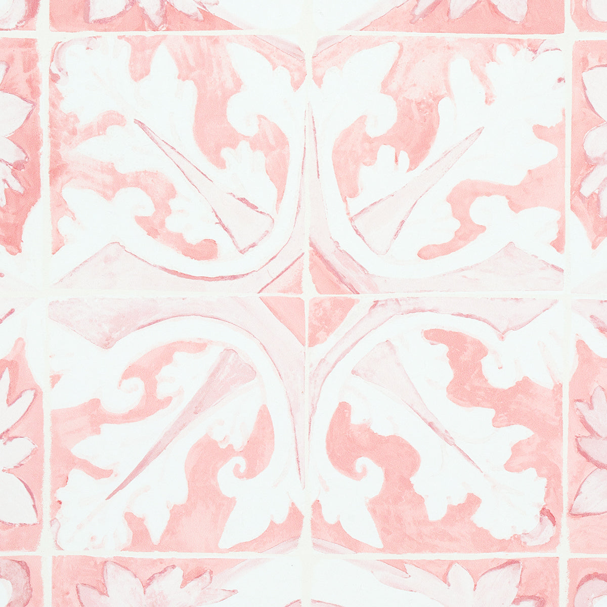 Schumacher 5015122 Azulejos in Pink Wallpaper - Mary Mcdonal