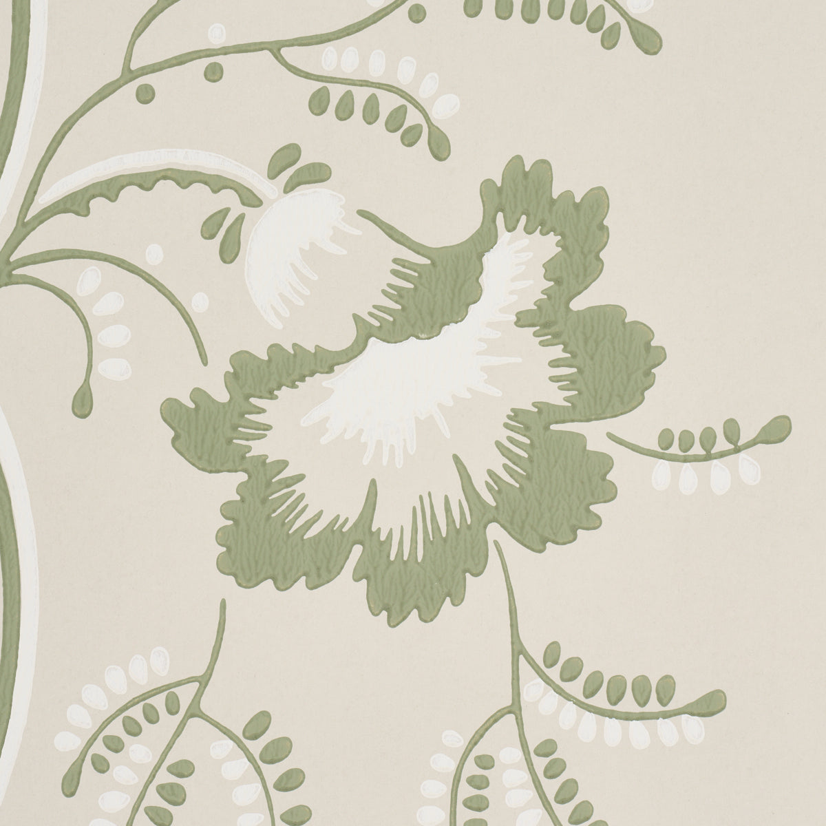 Schumacher 5016491 BELL FLOWERS in GREEN Wallpaper - WALLFLO