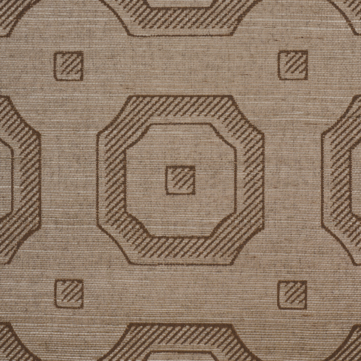 Schumacher 5016732 BEVELED FRAME SISAL in SEPIA Wallpaper -