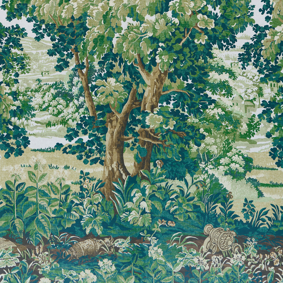 Schumacher 5016821 LA FORÊT 3 PANEL SET in SPRING GREEN FOR