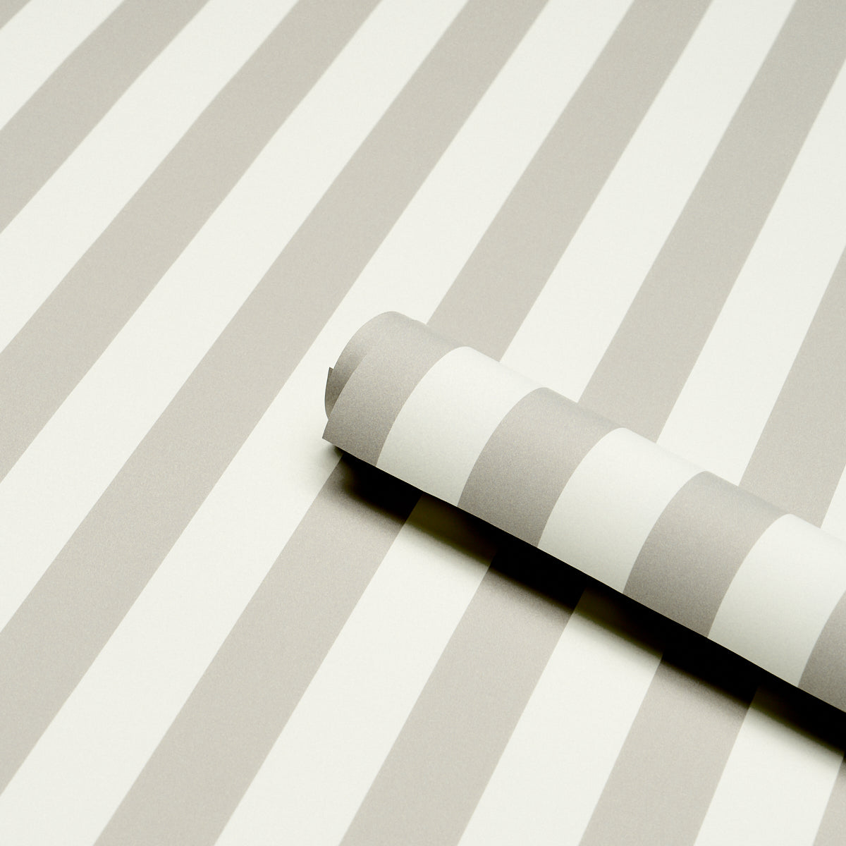 Schumacher 5017223 EMMA STRIPE in STONE Wallpaper - PERENNIA