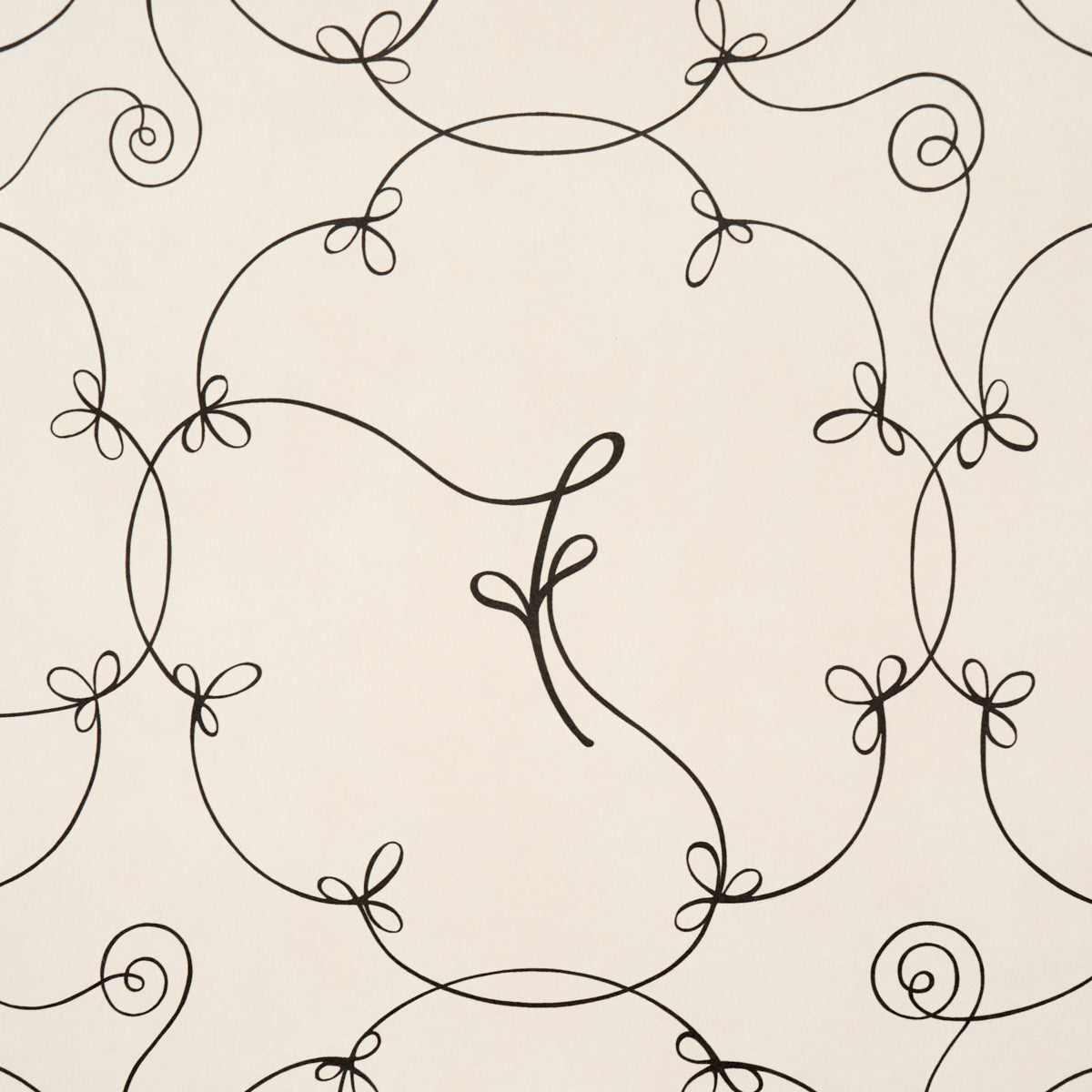 Schumacher 5017852 BRODERIE in BLACK & IVORY Wallpaper - BAC