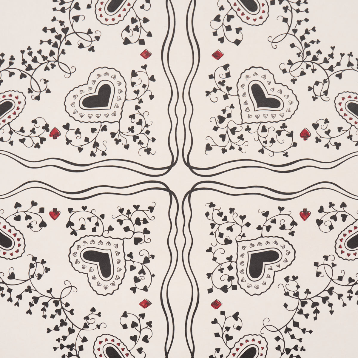 Schumacher 5017860 GARDEN OF HEARTS in BLACK & IVORY Wallpap