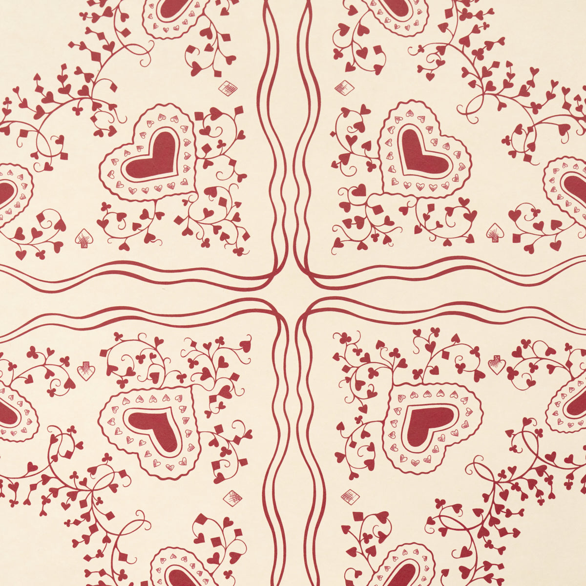 Schumacher 5017861 GARDEN OF HEARTS in RED Wallpaper - BACKD