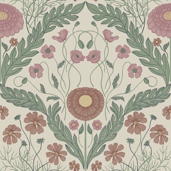 Galerie 51002 Green Floral - Eade's Wallpaper