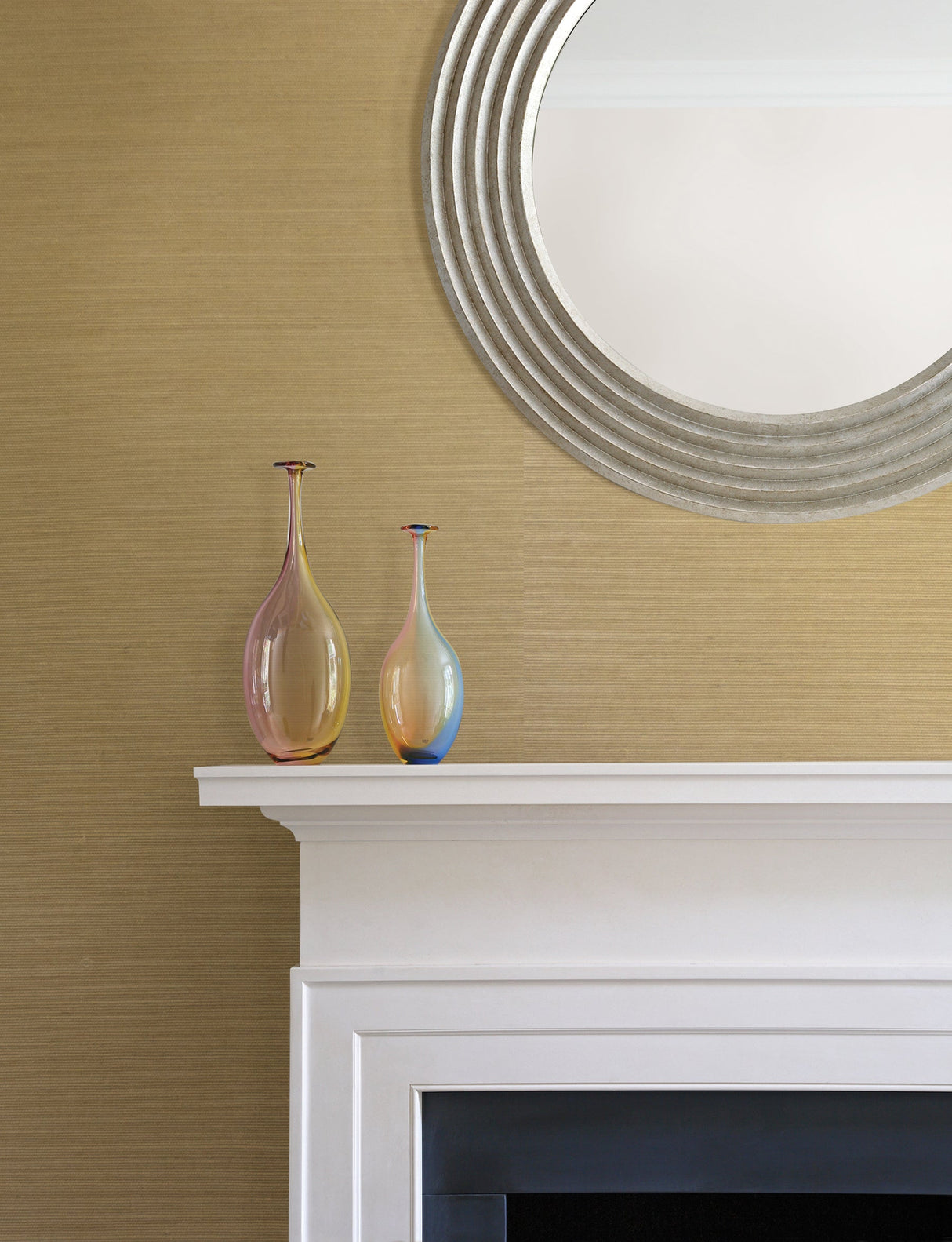 Kenneth James 53-65405 Chika Beige Grasscloth Wallpaper