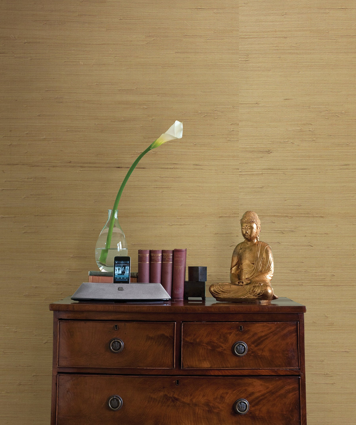 Kenneth James 53-65428 Isamu Cream Grasscloth Wallpaper