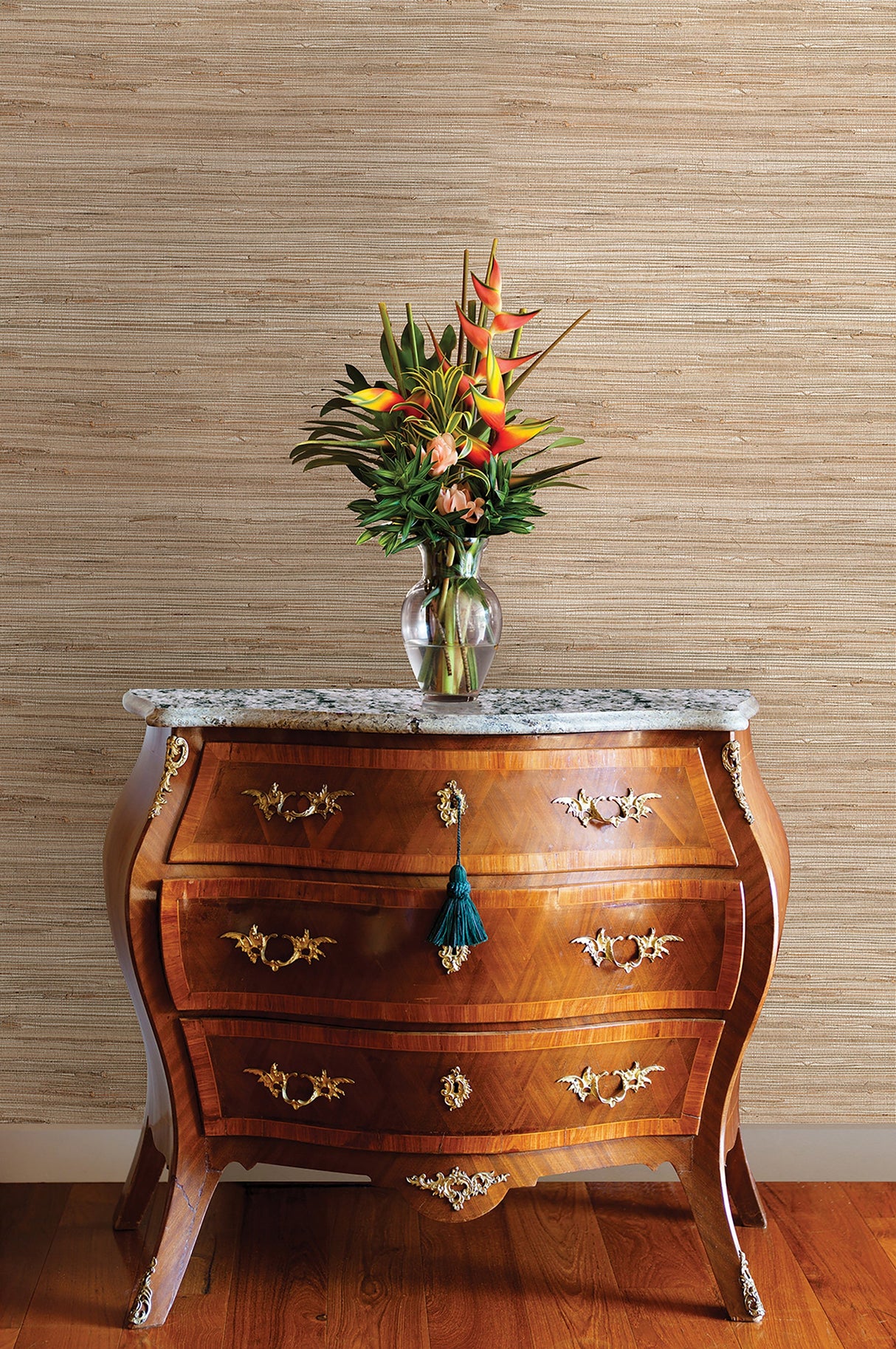 Kenneth James 53-65621 Macarena Beige Grasscloth Wallpaper