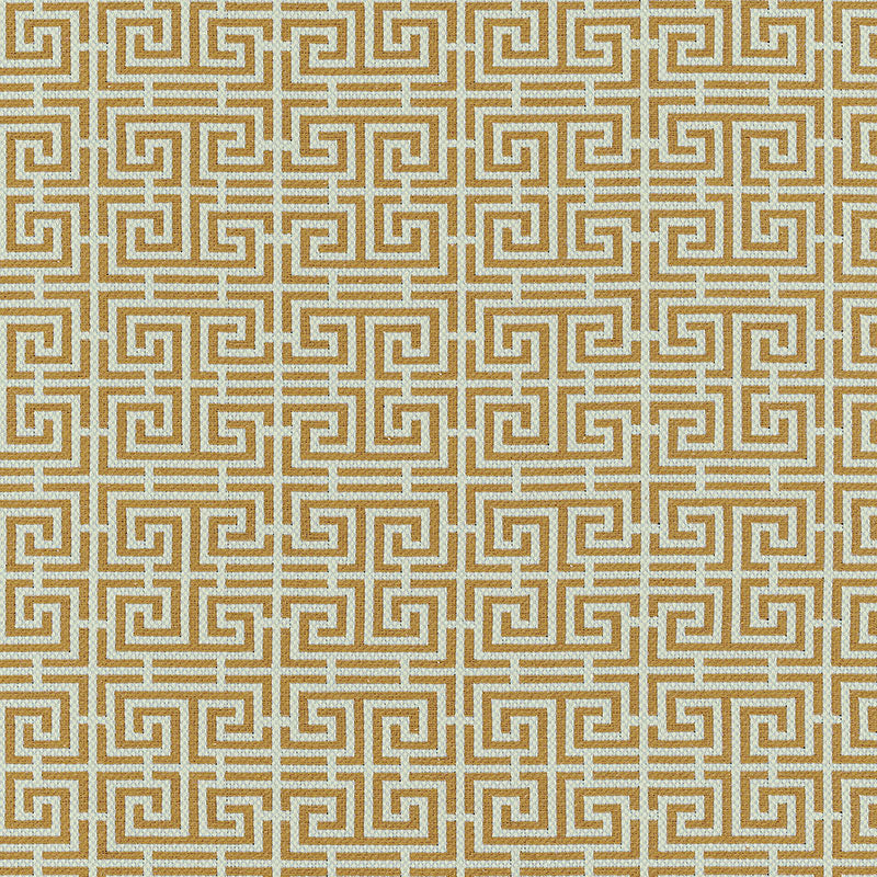 Schumacher 54954 CHINOIS FRET in TOBACCO / AQUA Fabric - ESS