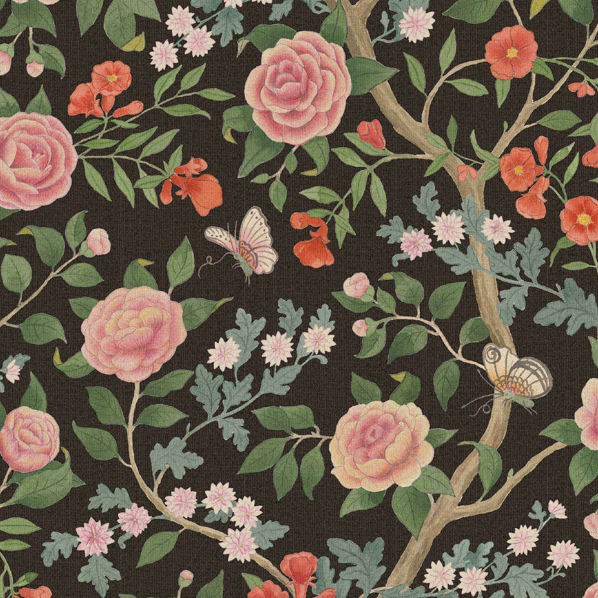 Schumacher 5730 KAMELIA in BLACK Wallpaper - BORÃ…STAPETER