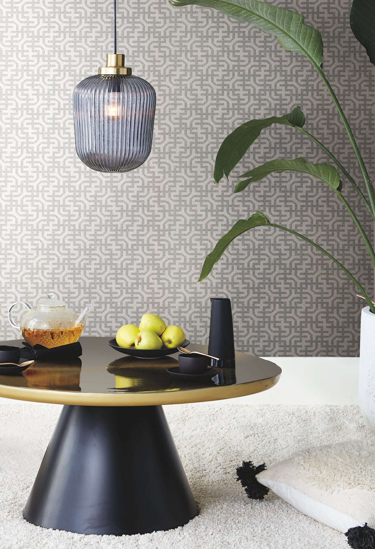 York 5802 Dynastic Lattice White Wallpaper