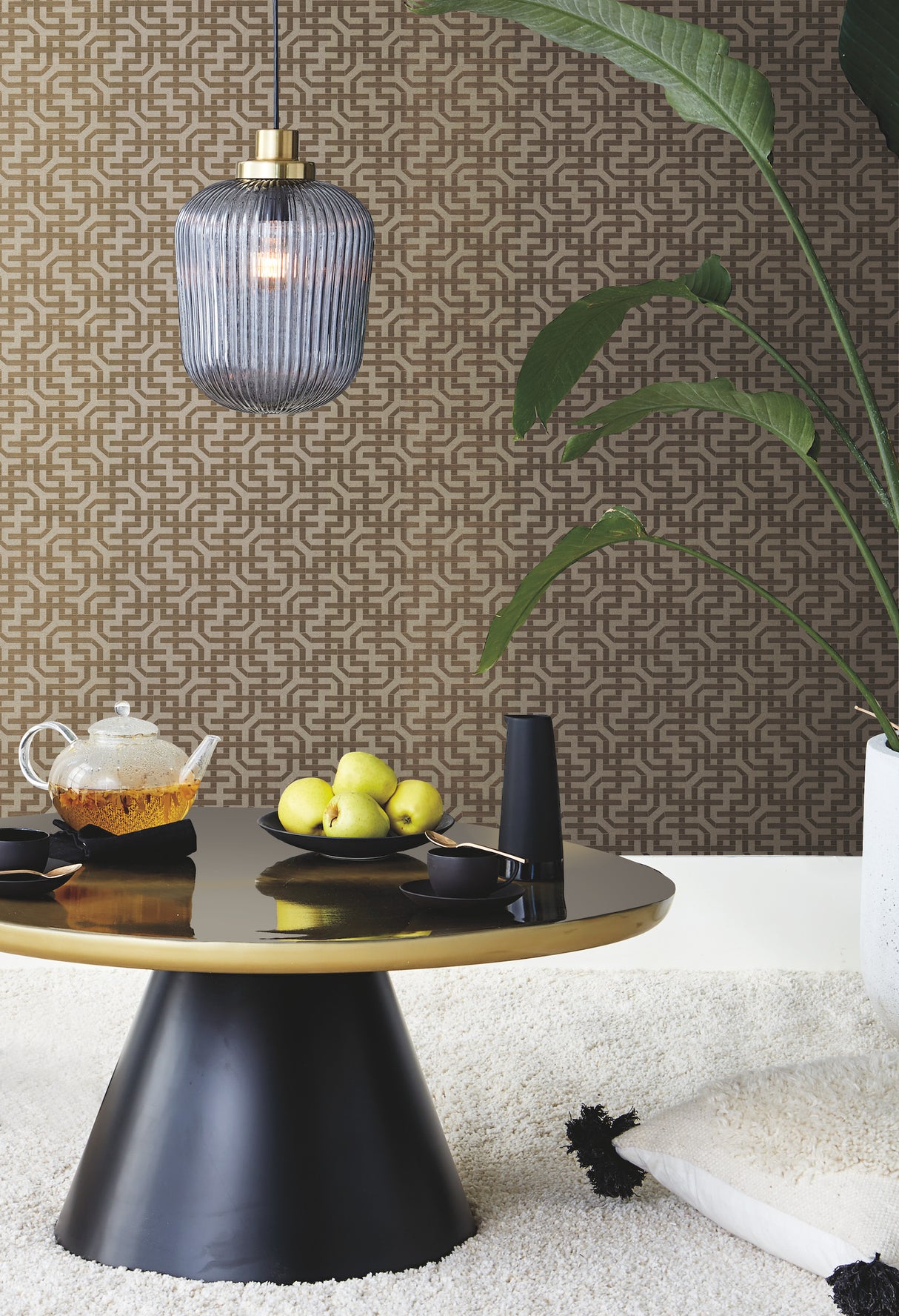York 5804 Dynastic Lattice Gold Wallpaper