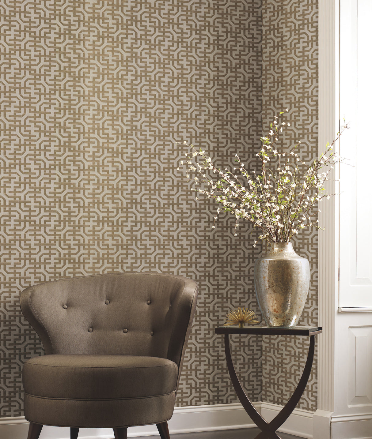 York 5804 Dynastic Lattice Gold Wallpaper