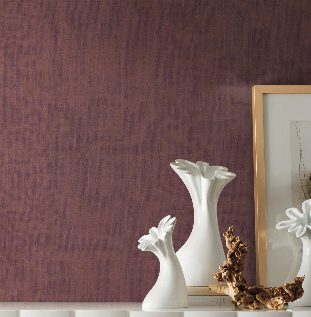 York 5955 Gesso Weave Burgundy Wallpaper