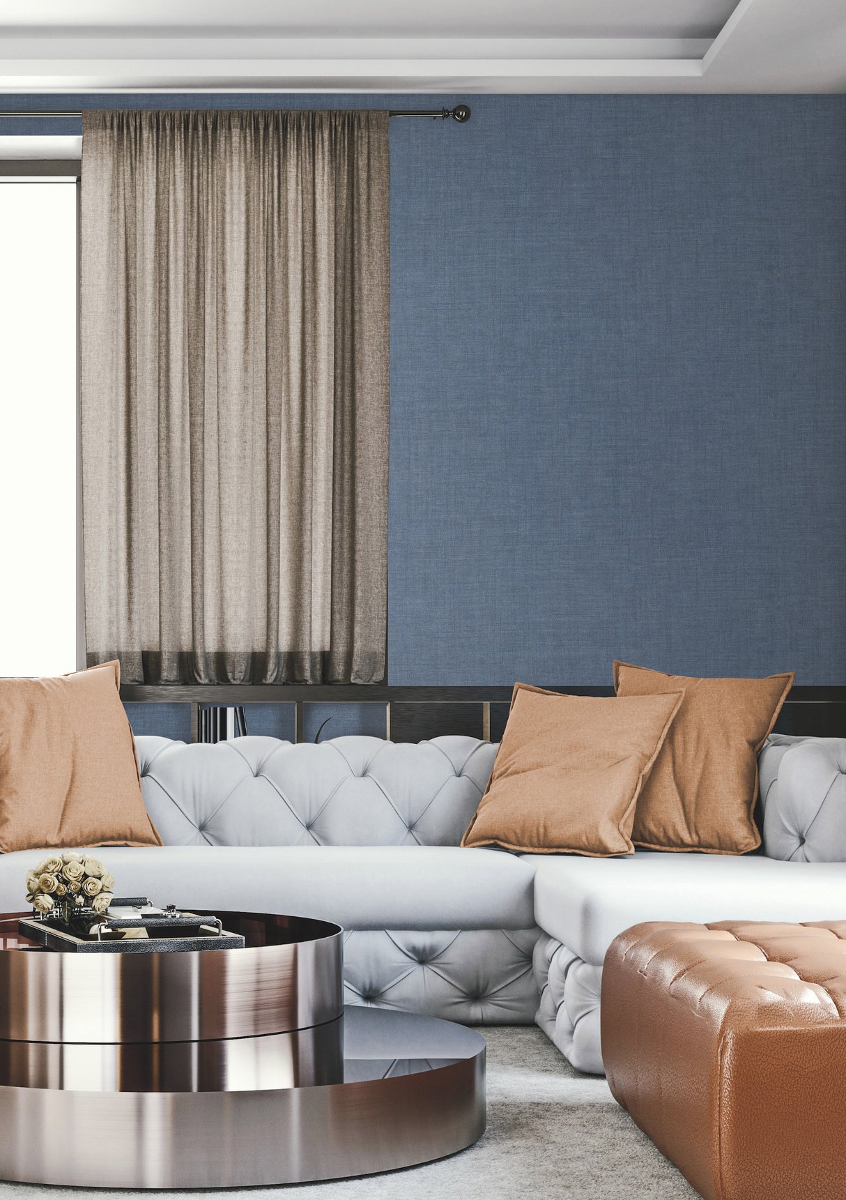 York 5977 Gunny Sack Texture Blue Wallpaper