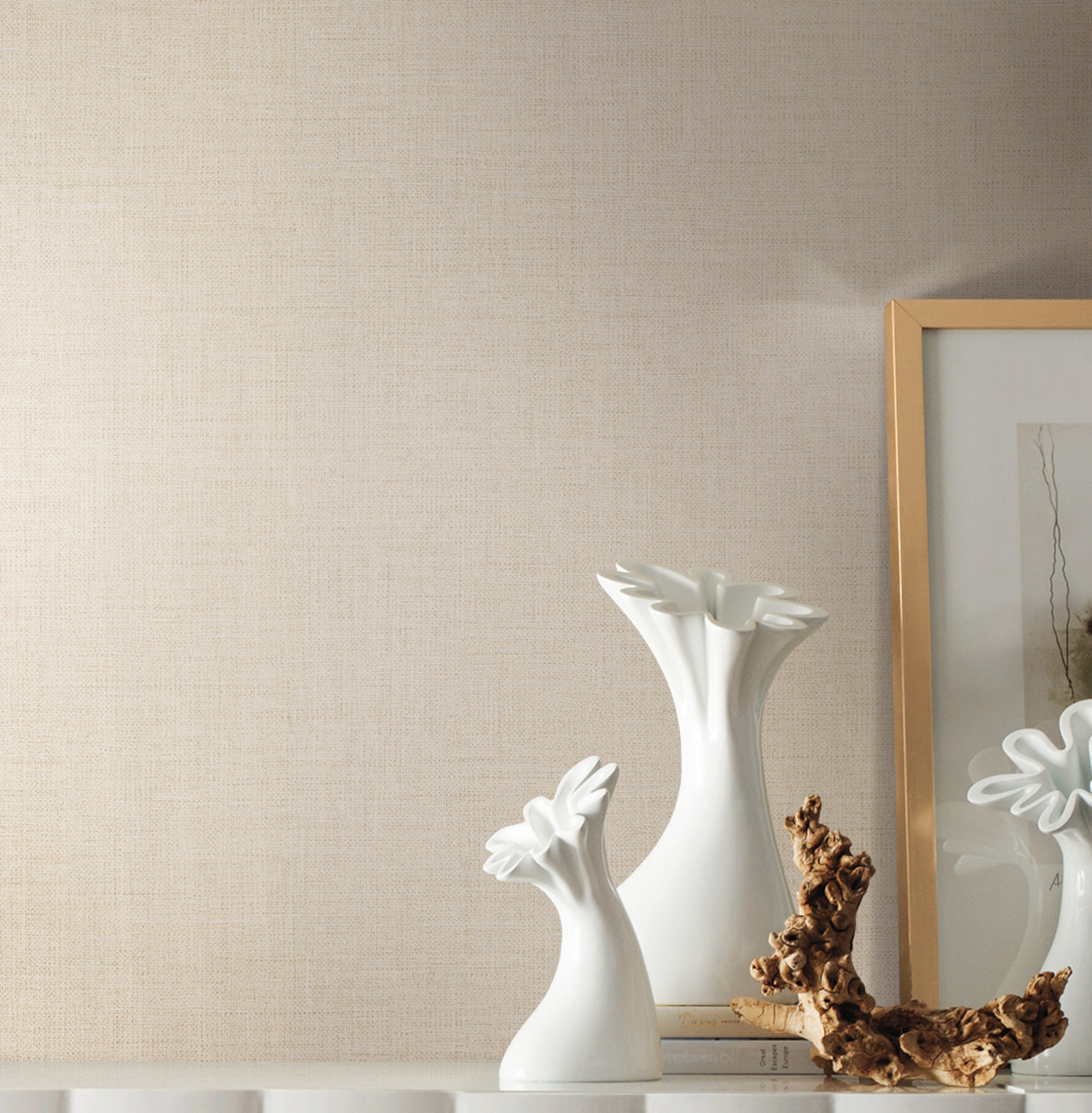 York 5980 Gesso Weave Ivory Wallpaper