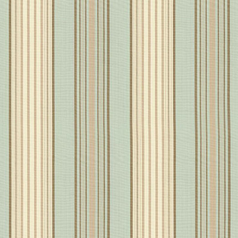 Schumacher 62962 SARATOGA COTTON STRIPE in AQUA / FLAX/ MOCH