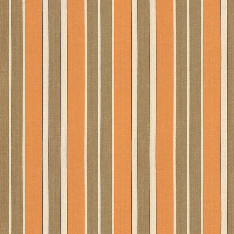 Schumacher 62995 BEACON COTTON STRIPE in PUMPKIN/MOCHA/JAVA