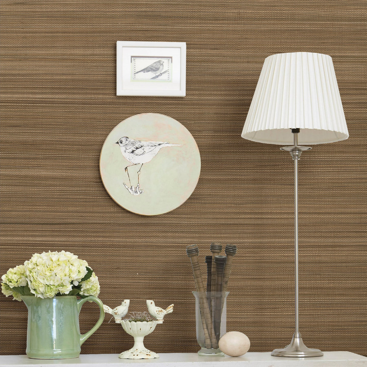 Kenneth James 63-54711 Lin Beige Grasscloth Wallpaper