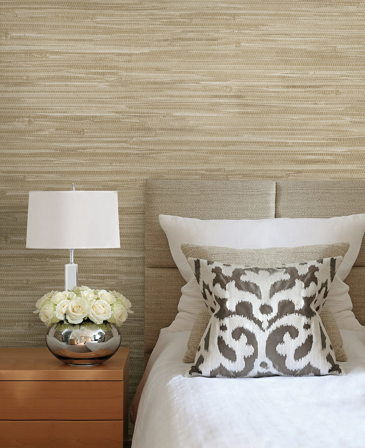 Kenneth James 63-54726 Bing Qing Beige Grasscloth Wallpaper