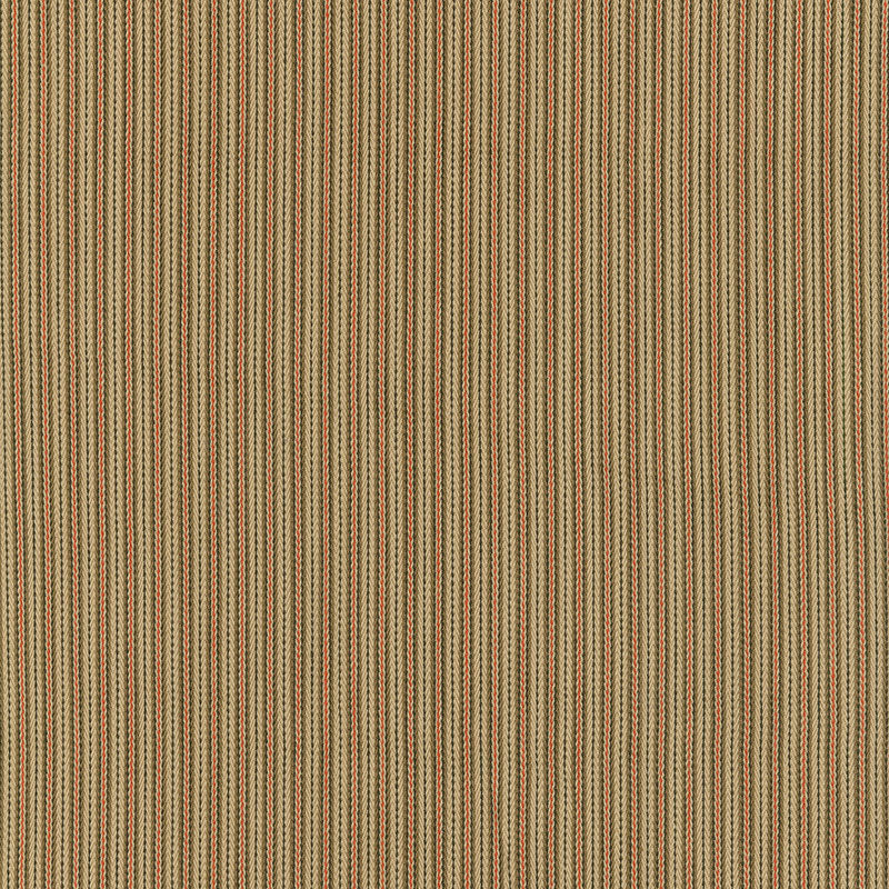 Schumacher 63004 BAKER COTTON STRIPE in FLAX/MOCHA/RED Fabri