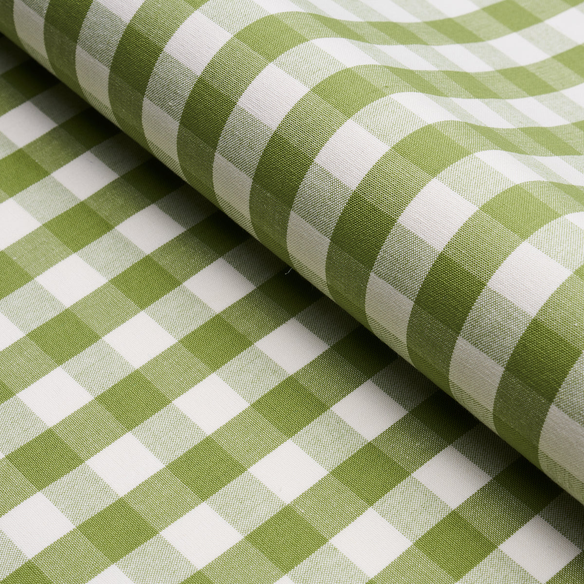 Schumacher 63071 ELTON COTTON CHECK in LEAF Fabric - NEW TRA