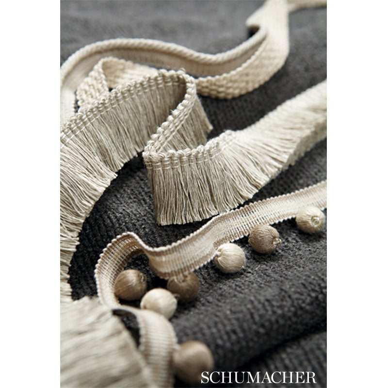 Schumacher 65450 ANTON LINEN RUCHE in FLAX Trim - AU NATUREL