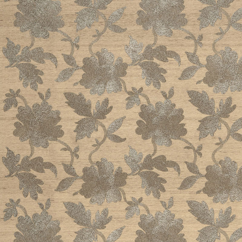Schumacher 66850 MOON GARDEN EMBROIDERY in PEWTER Fabric - P