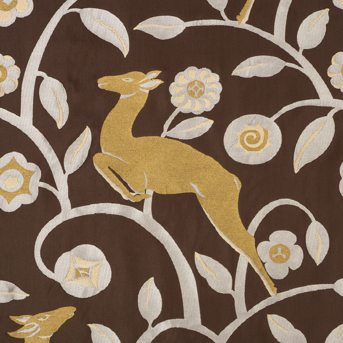 Schumacher 68912 LES GAZELLES AU BOIS in CHOCOLATE Fabric -