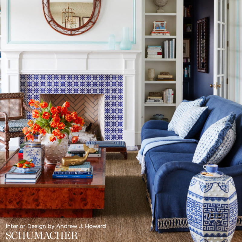 Schumacher 69301 Tikki Tape in MARINE Trim - MARY MCDONALD