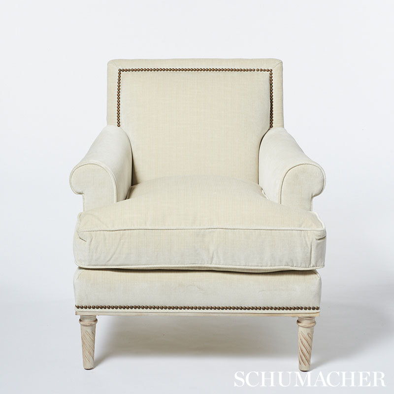 Schumacher 69740 ANTIQUE STRIE VELVET in OYSTER Fabric - PER