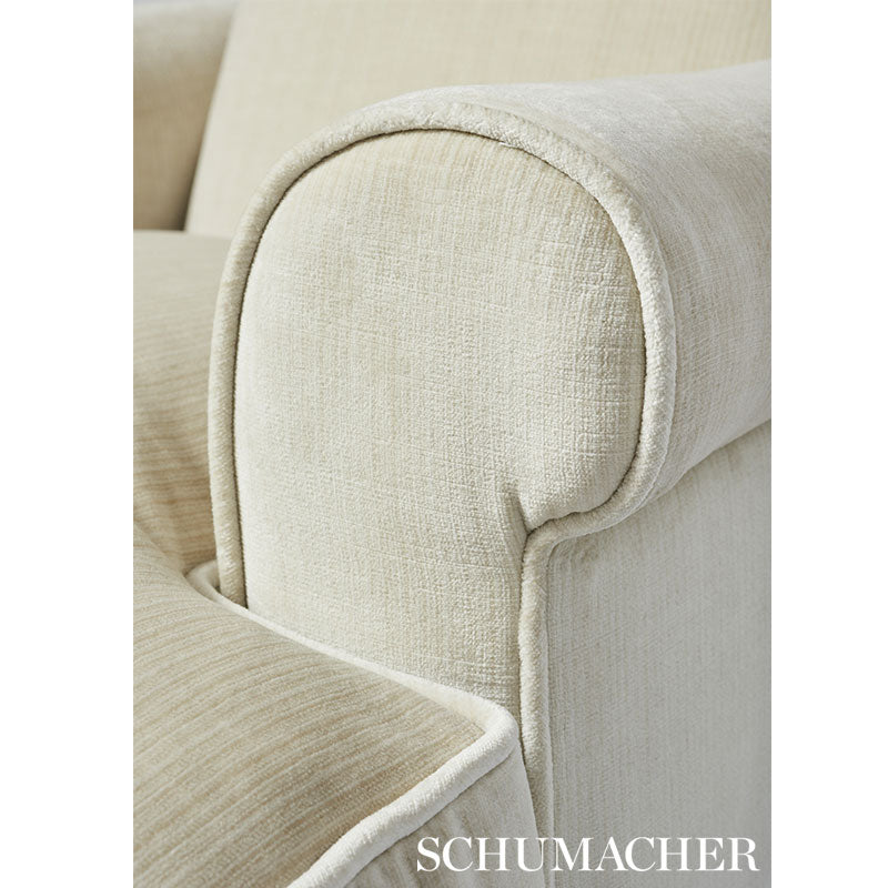 Schumacher 69740 ANTIQUE STRIE VELVET in OYSTER Fabric - PER