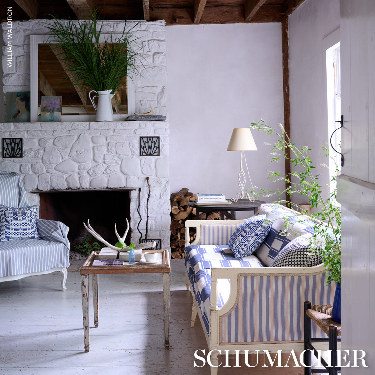 Schumacher 69982 NOMAD in INDIGO Fabric - OPEN SKY