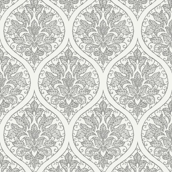Galerie 7002 Silver Grey Emporium Ogee - Eade's Wallpaper