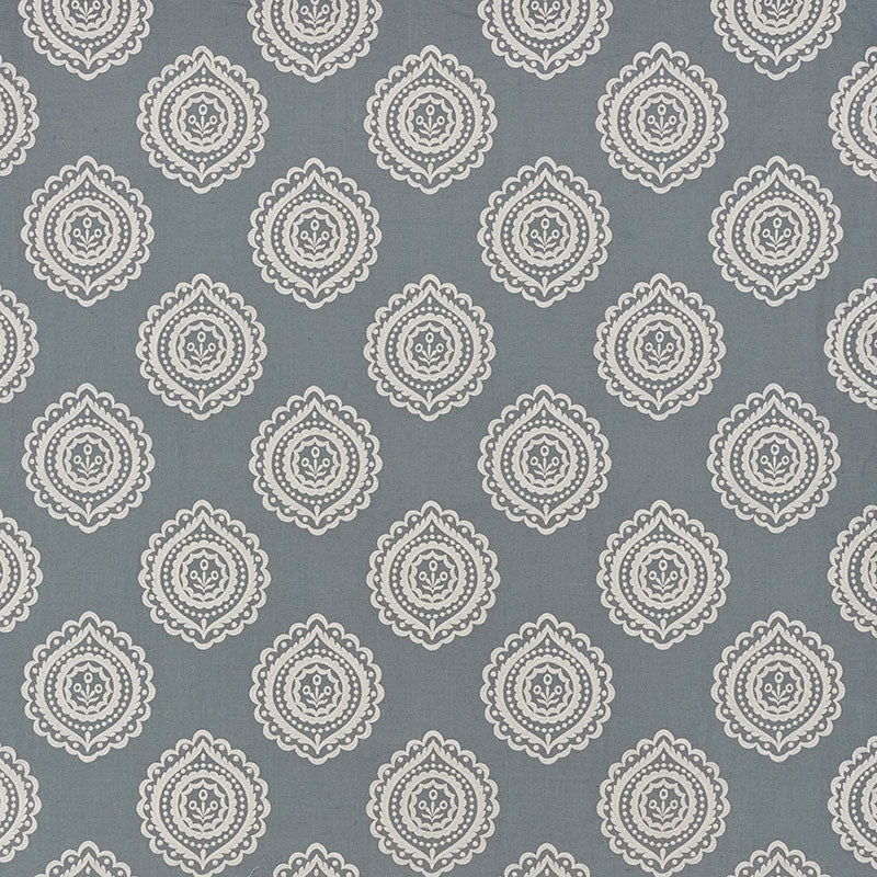 Schumacher 70201 OLANA LINEN EMBROIDERY in SLATE Fabric - CO