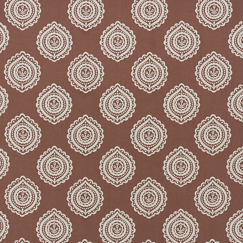 Schumacher 70203 OLANA LINEN EMBROIDERY in CAFE MOCHA Fabric