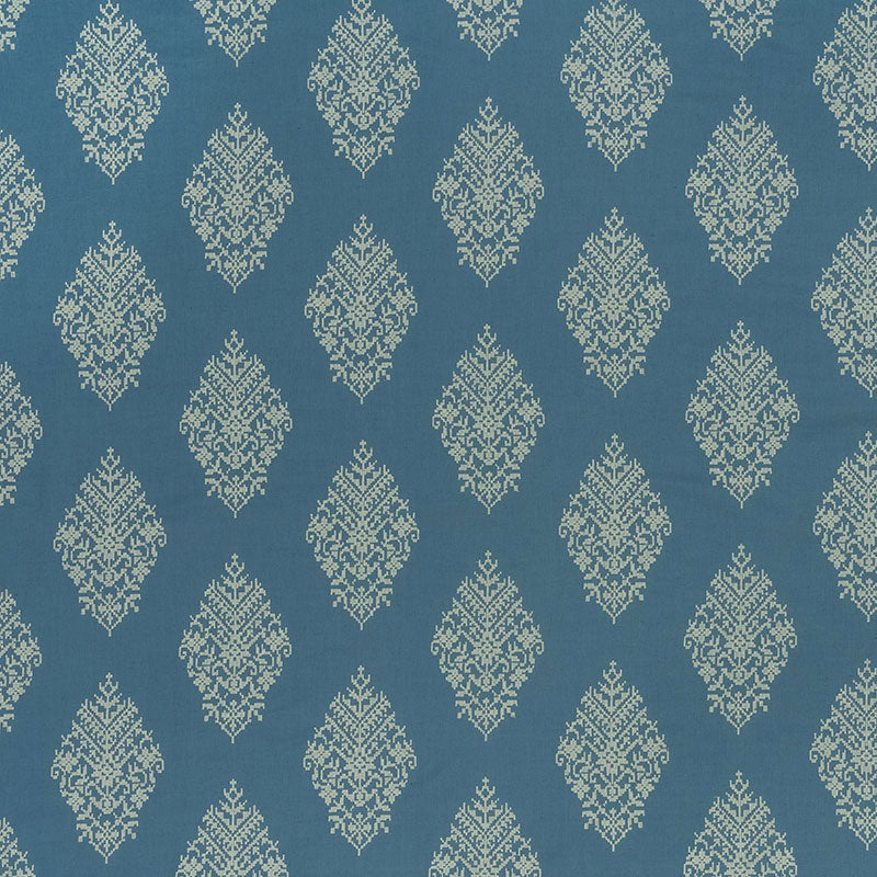 Schumacher 70221 ZINDA EMBROIDERY in BAY Fabric - CONTEMPORA