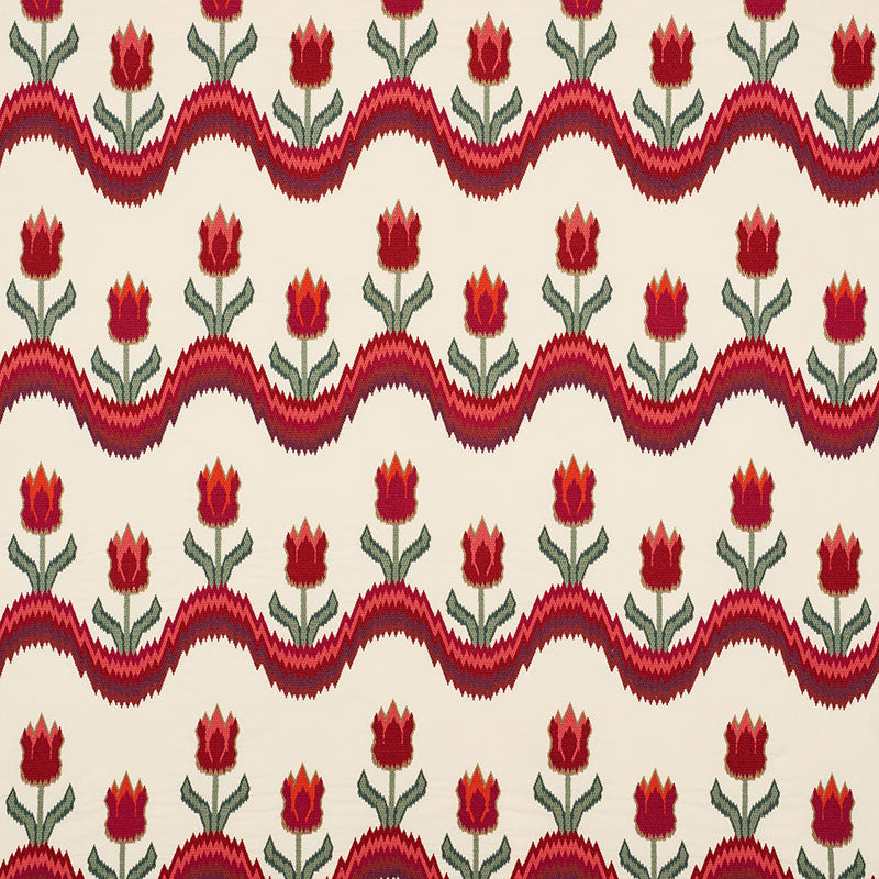 Schumacher 70271 TULIP FLAMESTITCH EMBROIDERY in VERMILION F