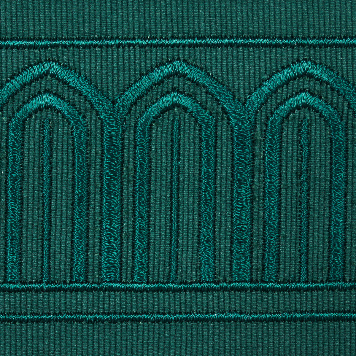 Schumacher 70768 ARCHES EMBROIDERED TAPE MEDIUM in EMERALD T