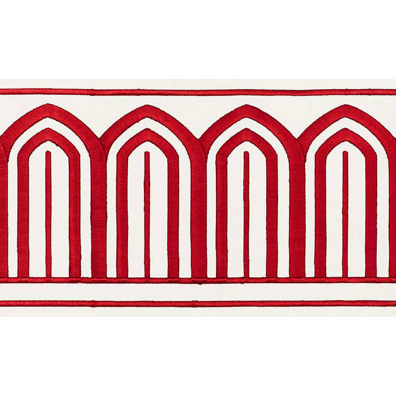 Schumacher 70771 ARCHES EMBROIDERED TAPE WIDE in RED Trim -