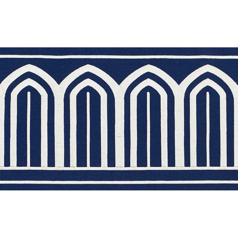 Schumacher 70775 ARCHES EMBROIDERED TAPE WIDE in MARINE Trim