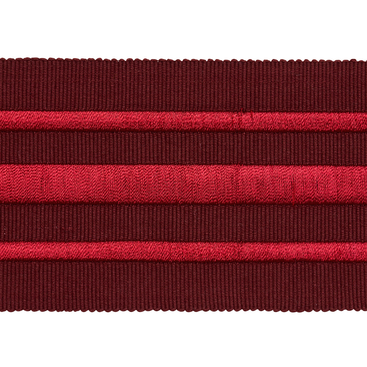 Schumacher 70781 MILITARY STRIPE TAPE in RED ON BURGUNDY Tr