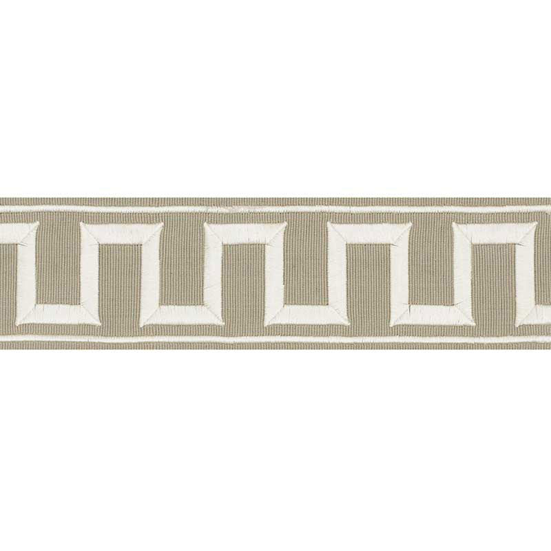 Schumacher 70796 GREEK KEY EMBROIDERED TAPE in TAUPE Trim -