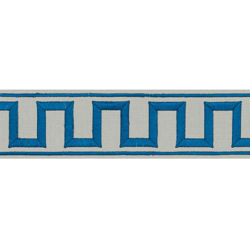 Schumacher 70799 GREEK KEY EMBROIDERED TAPE in PEACOCK & MIN
