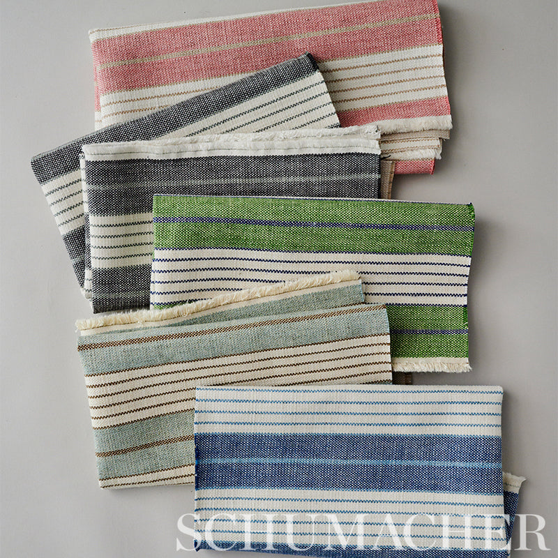 Schumacher 72603 HORST STRIPE in SKY Fabric - NEW TRADITIONA